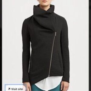 Helmut Lang | Black Villous Asymmetrical Stretch Knit Jacket Biker size P / XS